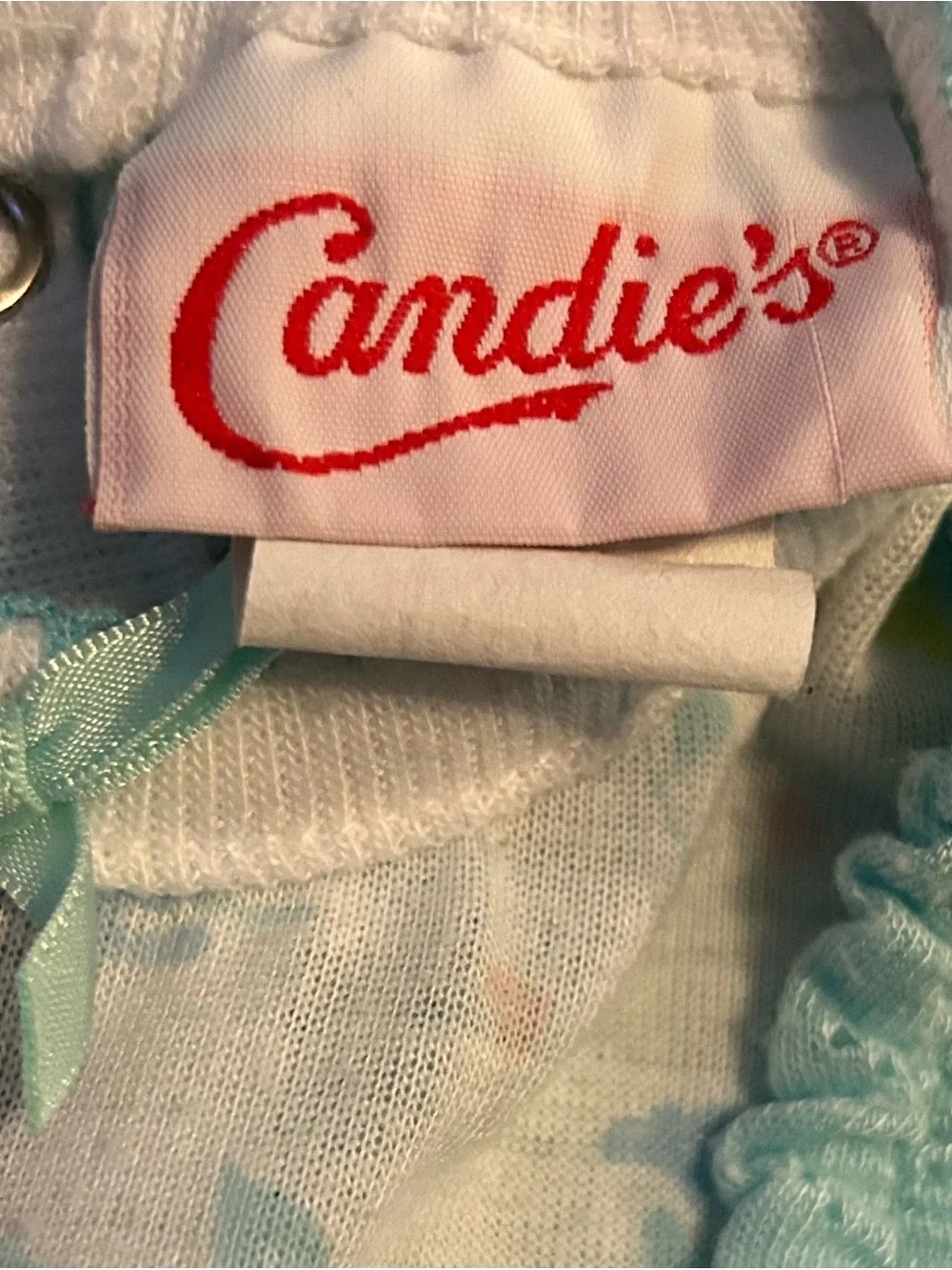 Vintage Candie’s Baby Blue Bubble Romper | 80s/90s Pastel Puff Sleeve